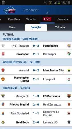 Eurosport.com Android Uygulaması