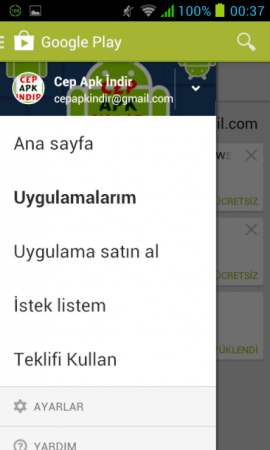 Google Play'de Satın Alınan ve indirilen uygulamaları Tekrar indirme