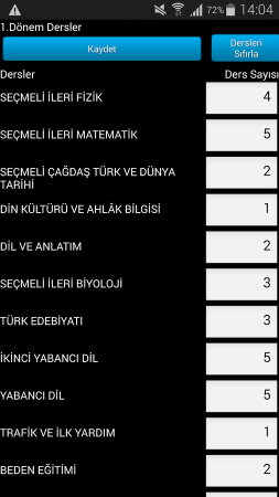 Android Okul Ortalaması Hesaplama Programı